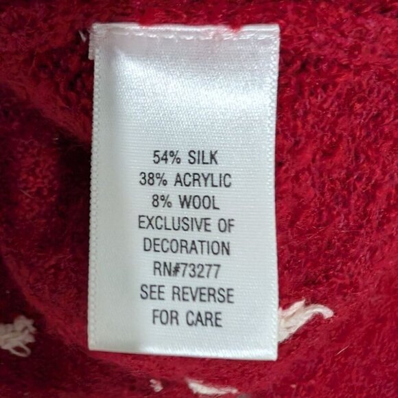 Croft & Barrow Snowman Sweater Womens Size XL Red Silk Wool Blend Full Zip - Picture 5 of 12